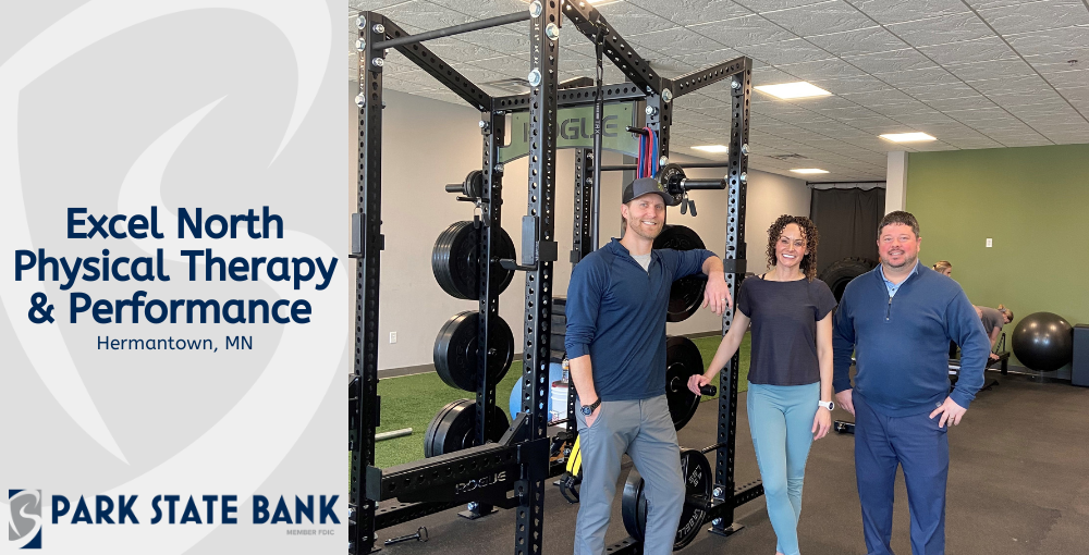 Bryan Lent with the co-owners of Excel North Physical Therapy and Performance
