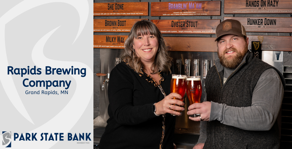 Shannon Benolken with the owner of Rapids Brewing Company