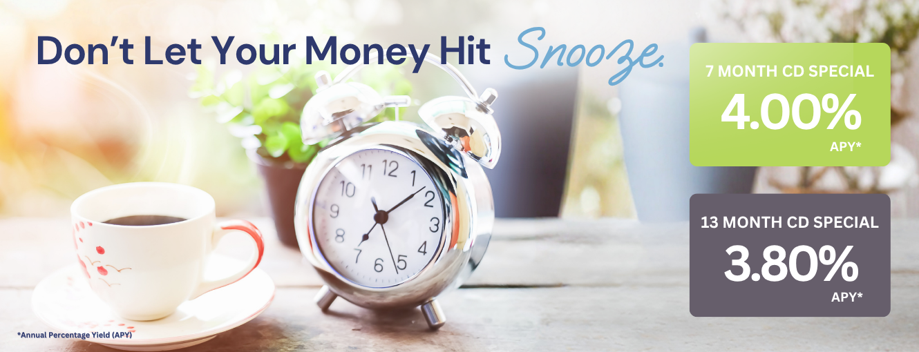 Picture of an alarm clock with a heading "Don't let your money hit snooze."